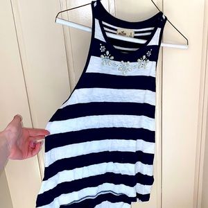 Hollister White/Navy Striped Tank Top